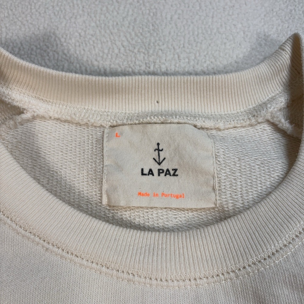 La Paz Cunha Vague Sweatshirt Men's L Off-White Spellout Graphic 100% Cotton - Picture 3 of 16